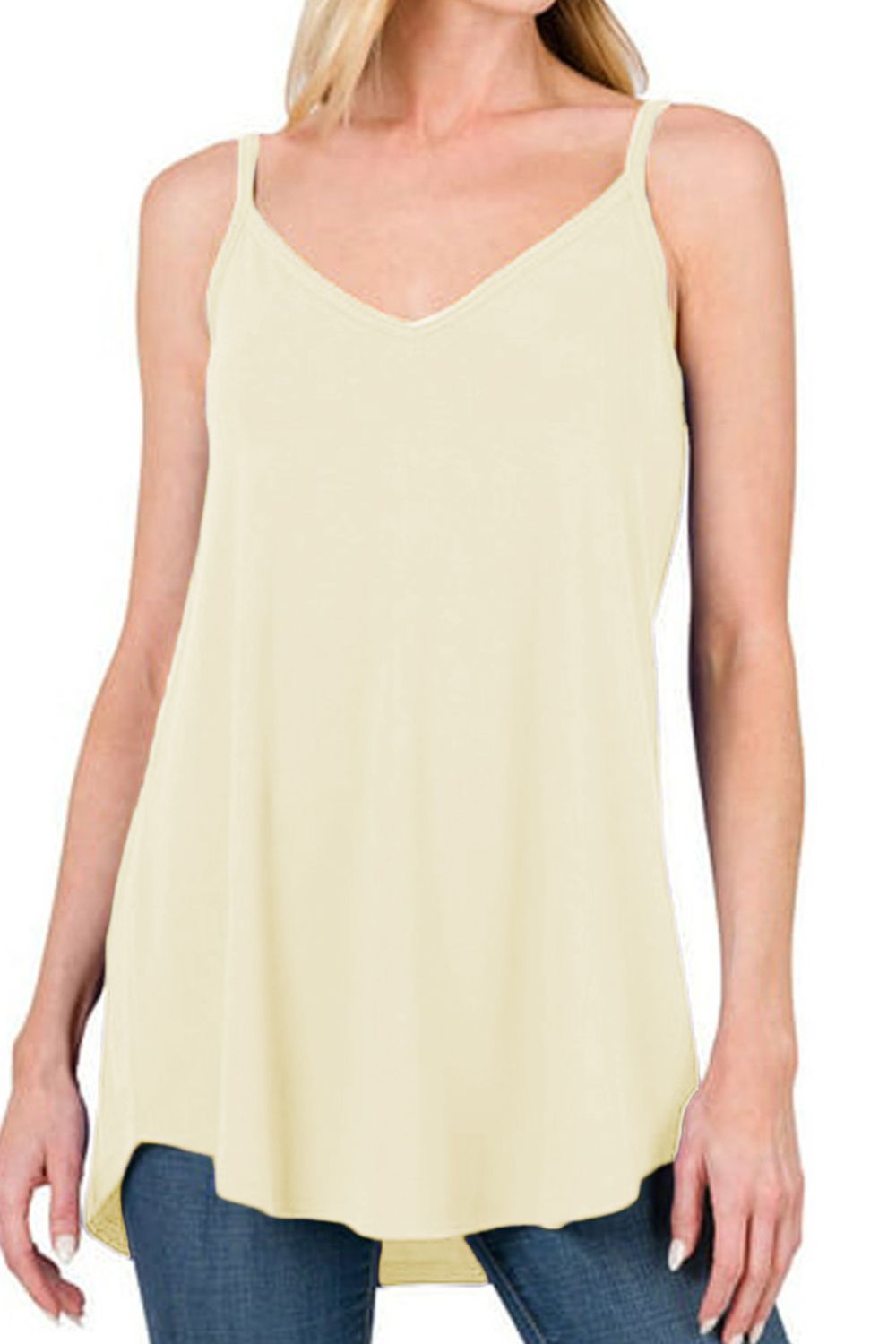 Full Size Spaghetti Strap V - Neck Flowy Tunic Cami - Mervyns