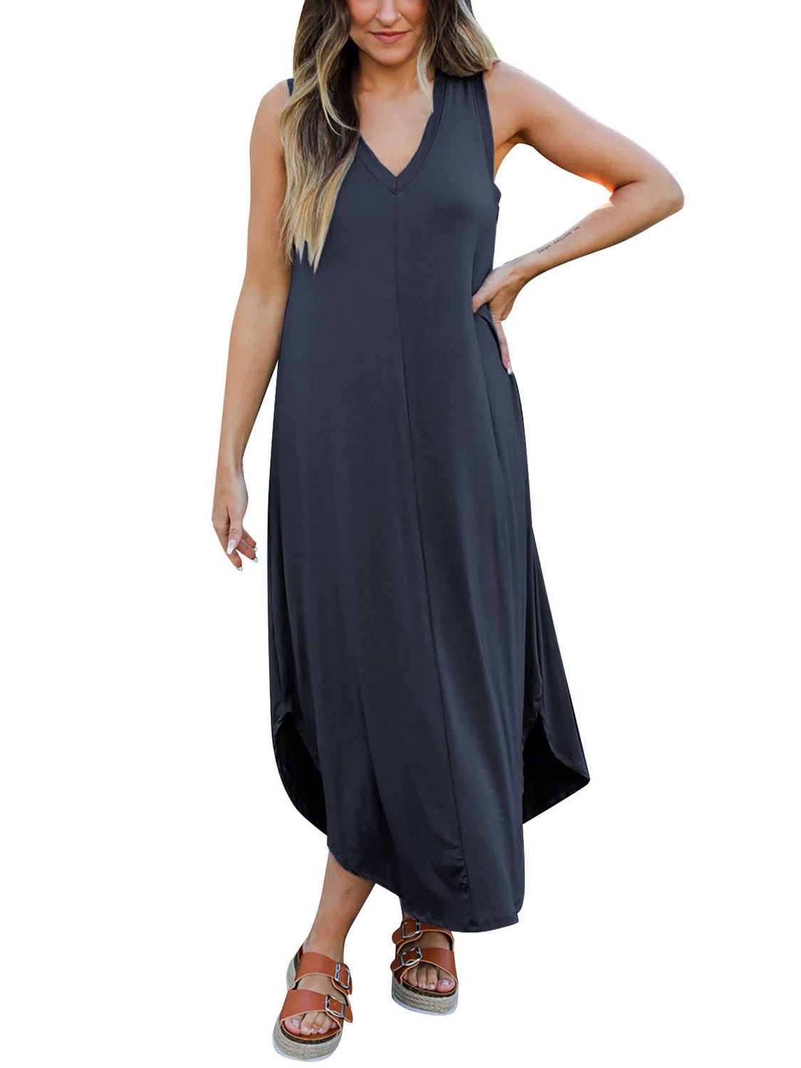 Full Size V - Neck Midi Tank Dress - Mervyns