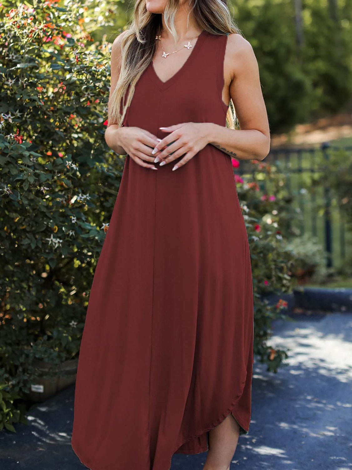 Full Size V - Neck Midi Tank Dress - Mervyns