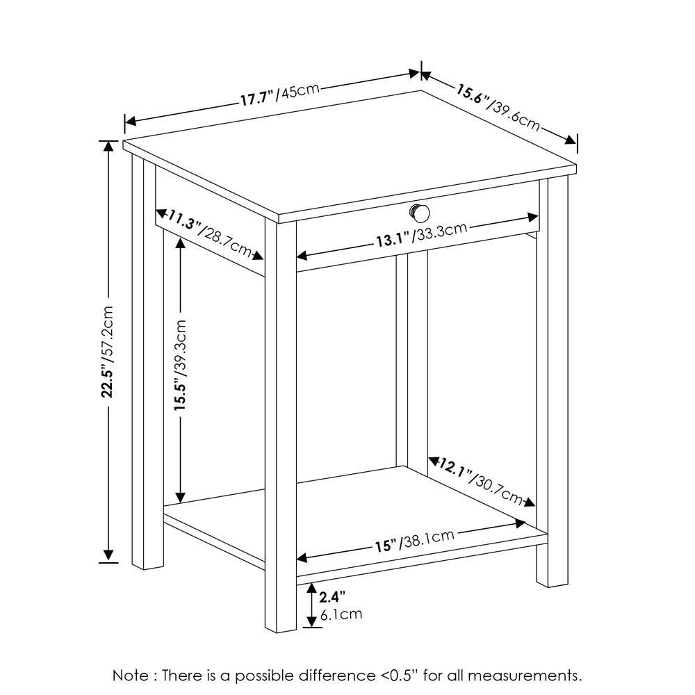 Furinno Classic Side Table with Drawer, Americano - Mervyns