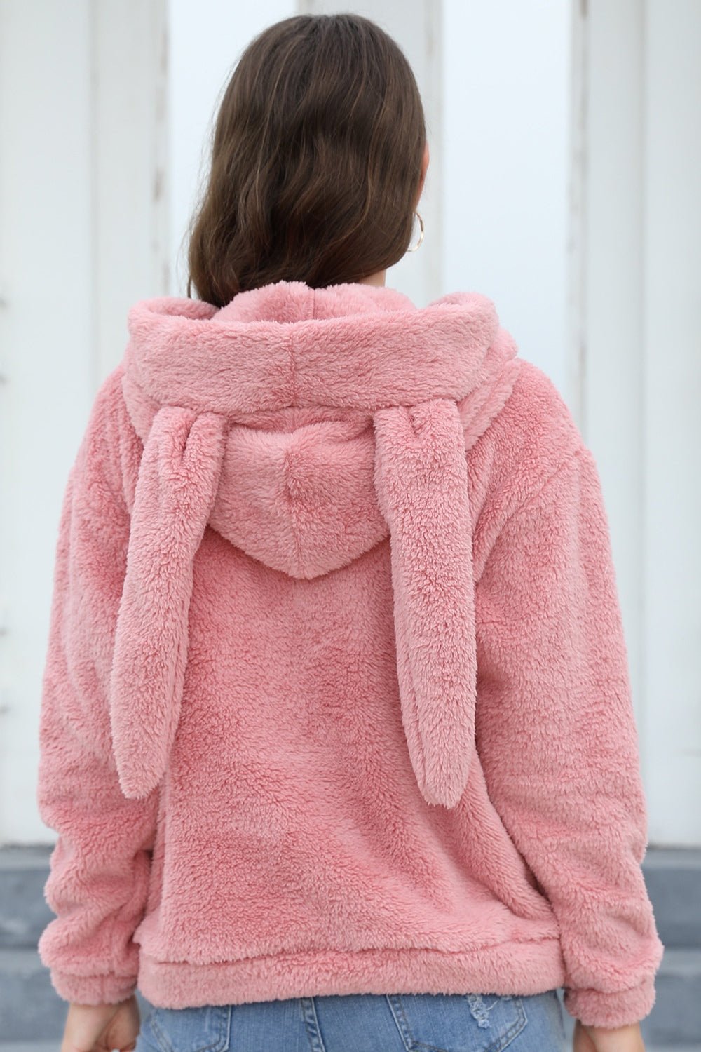 Fuzzy Long Sleeve Hoodie with Ears - Mervyns