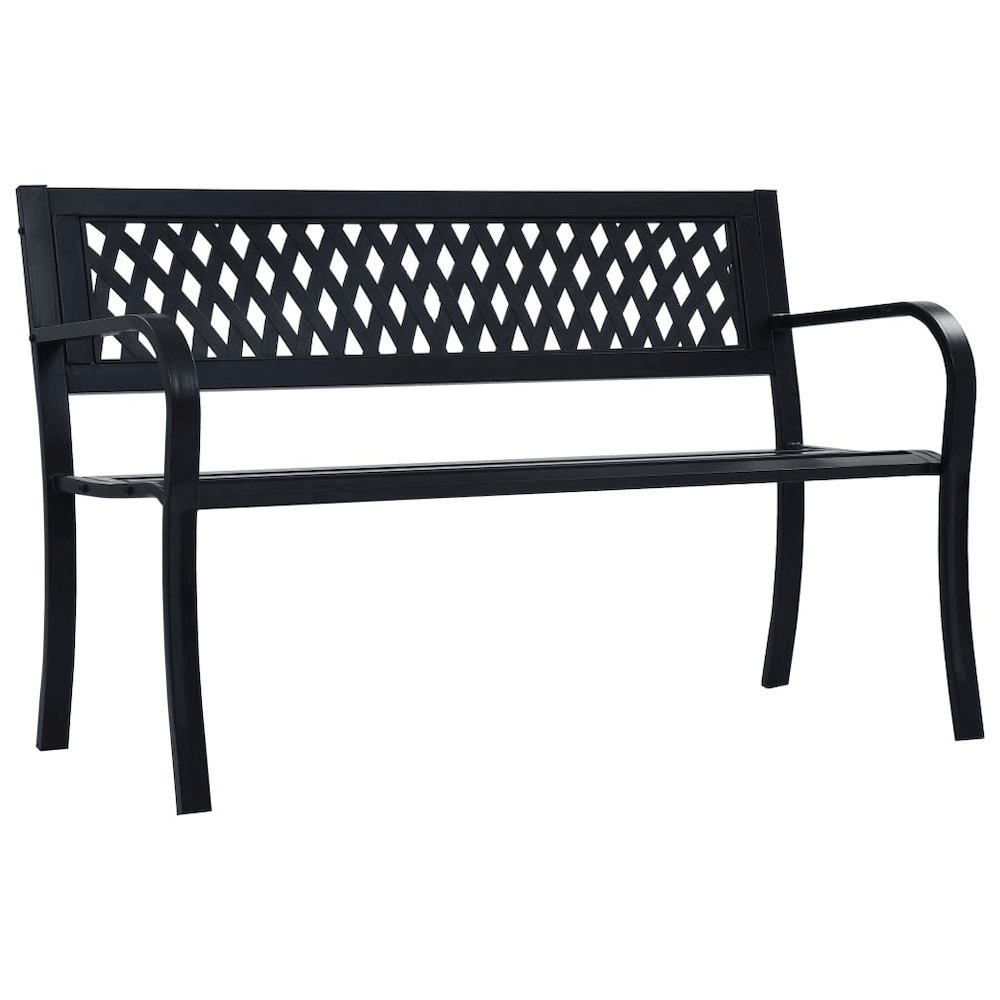 Garden Bench Black Steel, plastic 47.2 in Durable Garden Bench - Mervyns