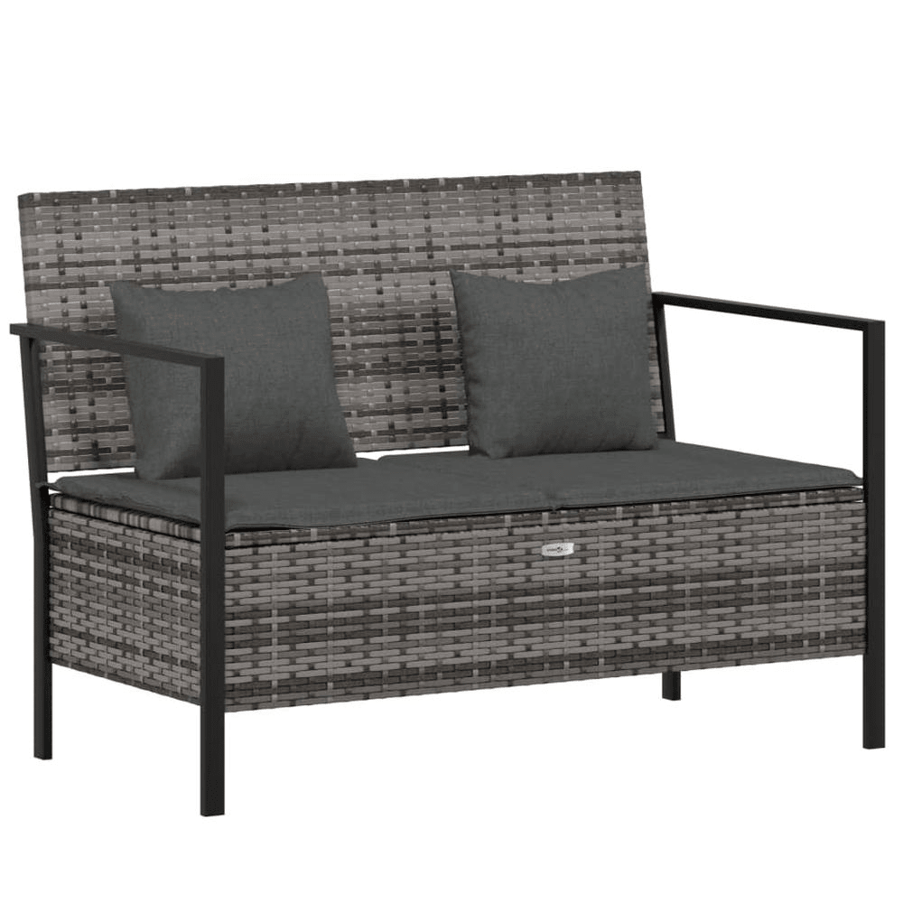 Garden Bench Grey PE rattan Medium Outdoor Bench Rectangular - Mervyns