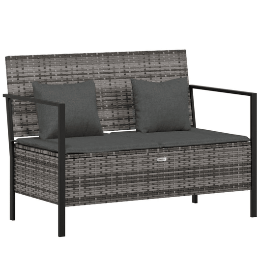 Garden Bench Grey PE rattan Medium Outdoor Bench Rectangular - Mervyns