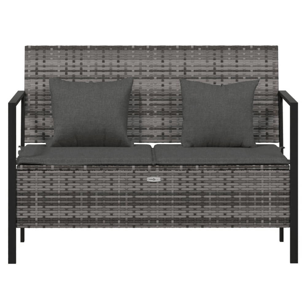 Garden Bench Grey PE rattan Medium Outdoor Bench Rectangular - Mervyns