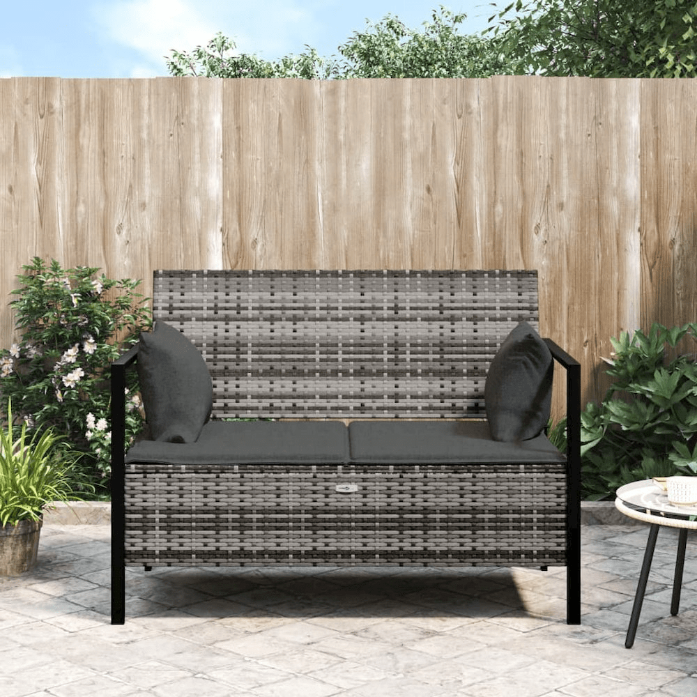 Garden Bench Grey PE rattan Medium Outdoor Bench Rectangular - Mervyns