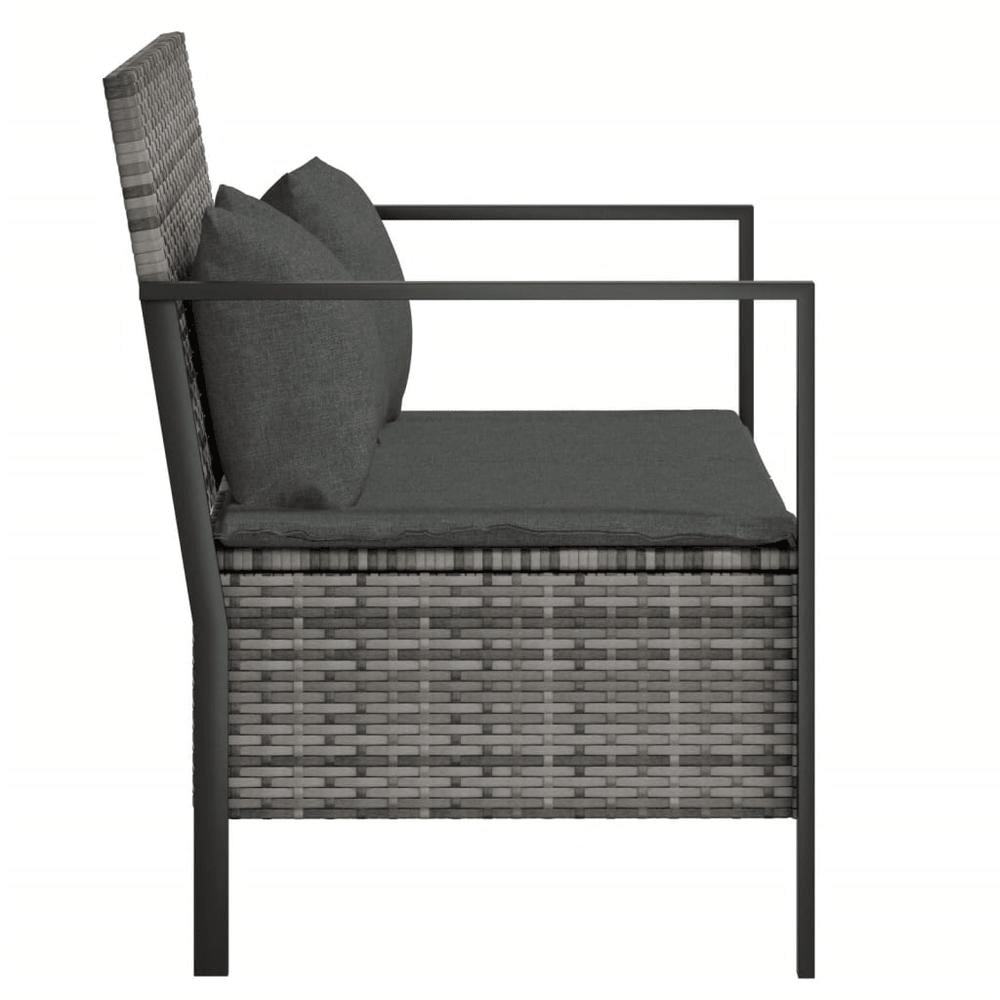 Garden Bench Grey PE rattan Medium Outdoor Bench Rectangular - Mervyns