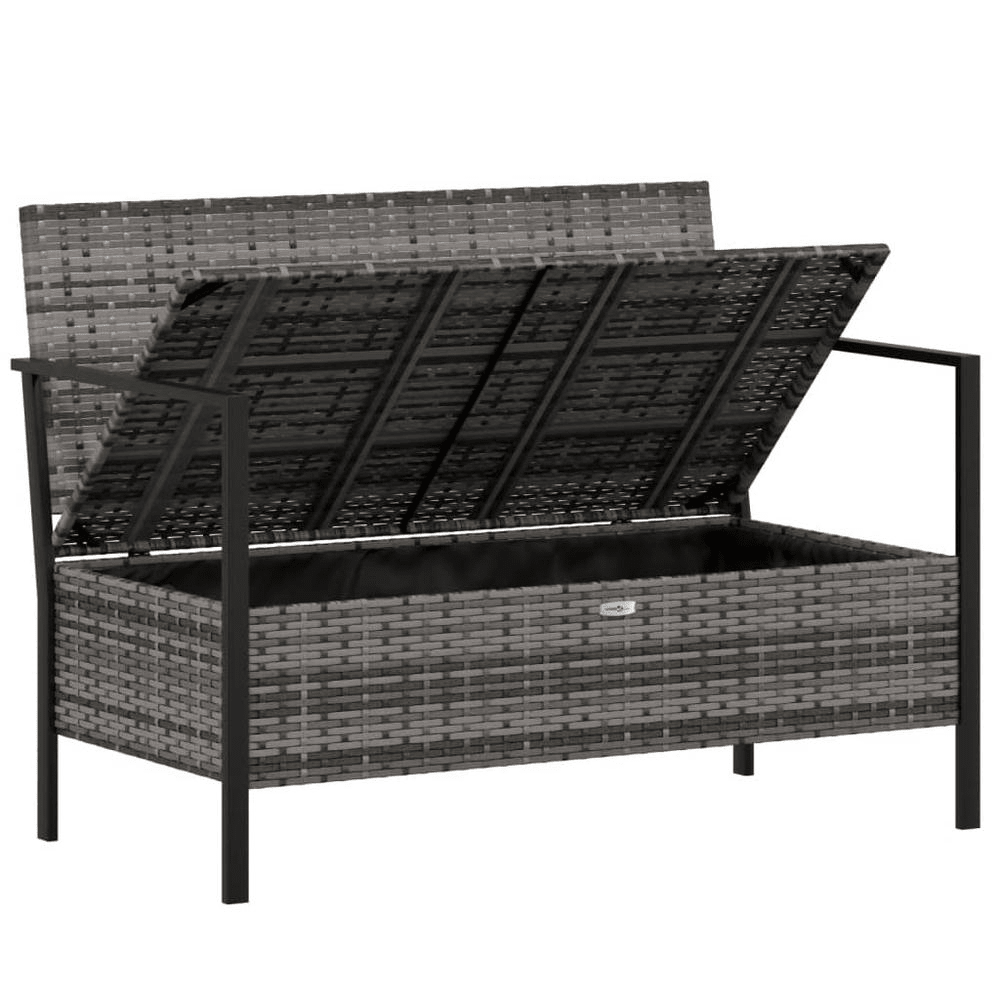 Garden Bench Grey PE rattan Medium Outdoor Bench Rectangular - Mervyns