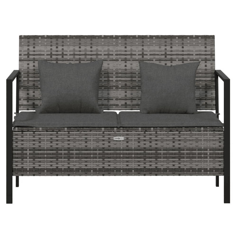 Garden Bench Grey PE rattan Medium Outdoor Bench Rectangular - Mervyns