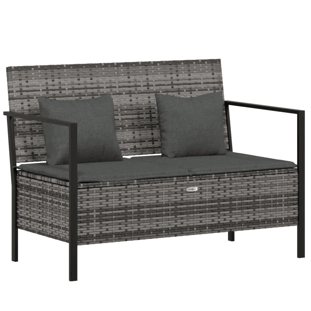Garden Bench Grey PE rattan Medium Outdoor Bench Rectangular - Mervyns