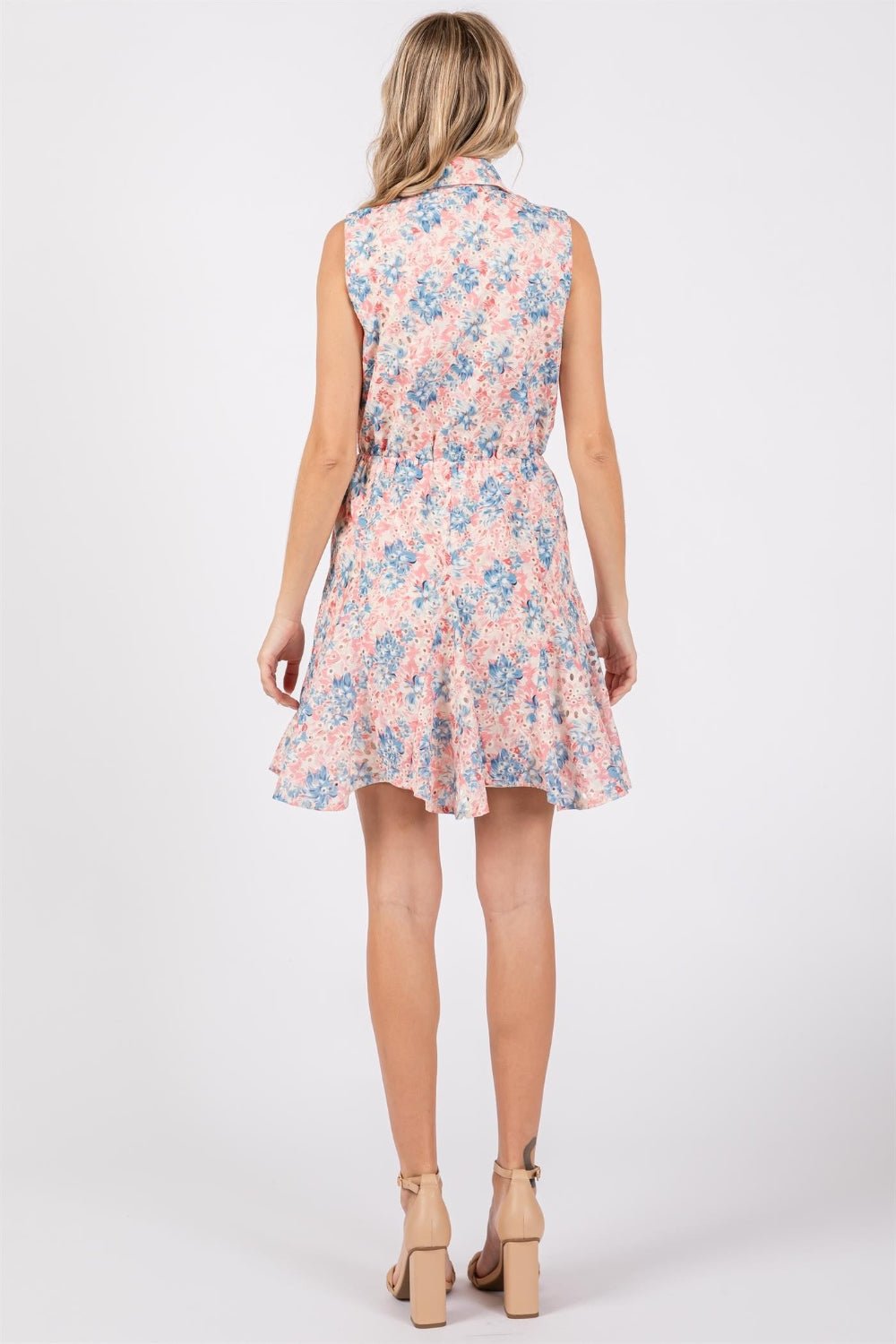 GeeGee Full Size Floral Eyelet Sleeveless Mini Dress - Mervyns