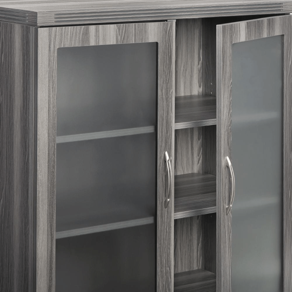 Glass Display Cabinet, Gray Steel - Mervyns