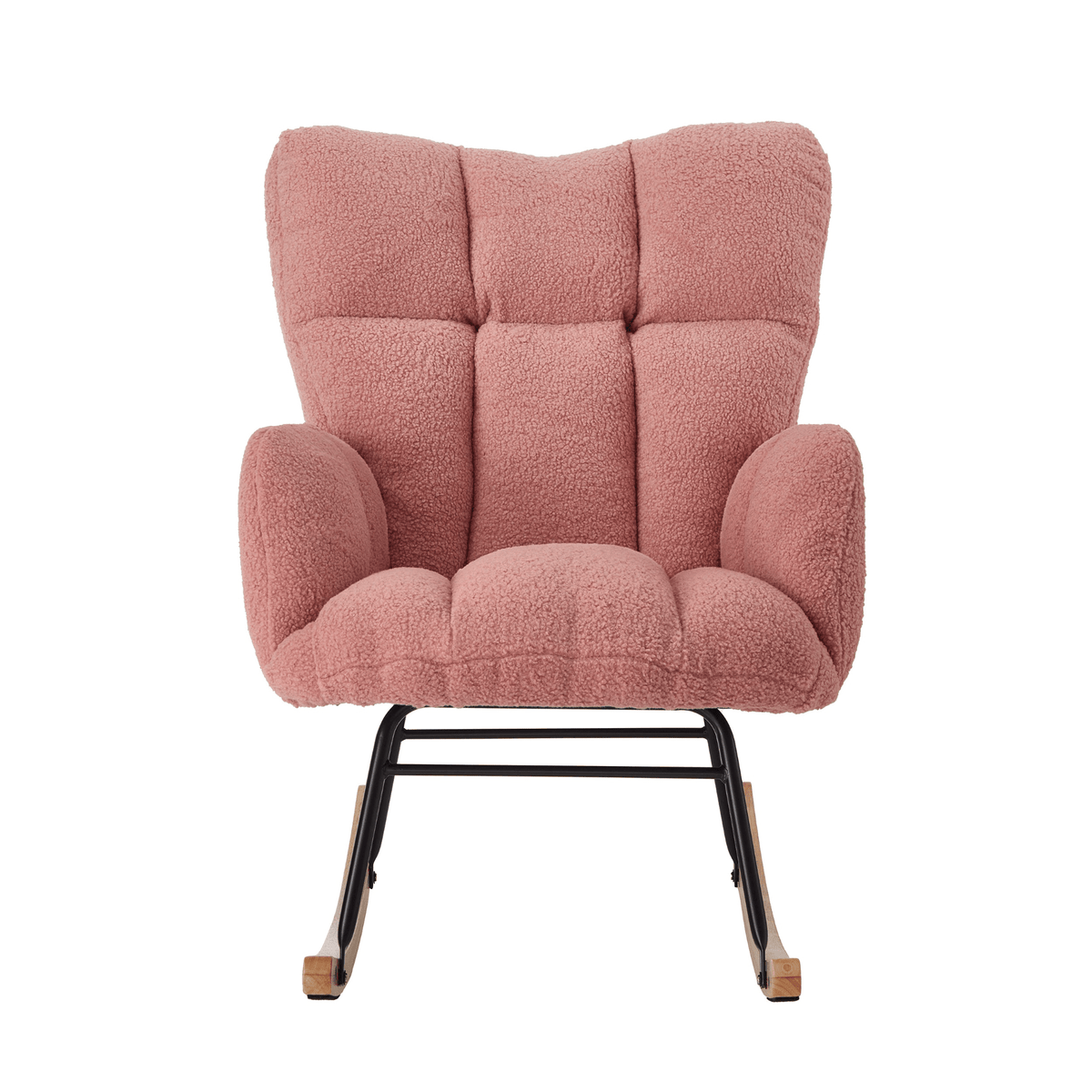 Glider Chair for Living Room Tufted Upholstered Teddy Fabric Rocking Chair with Metal Frame - Mervyns