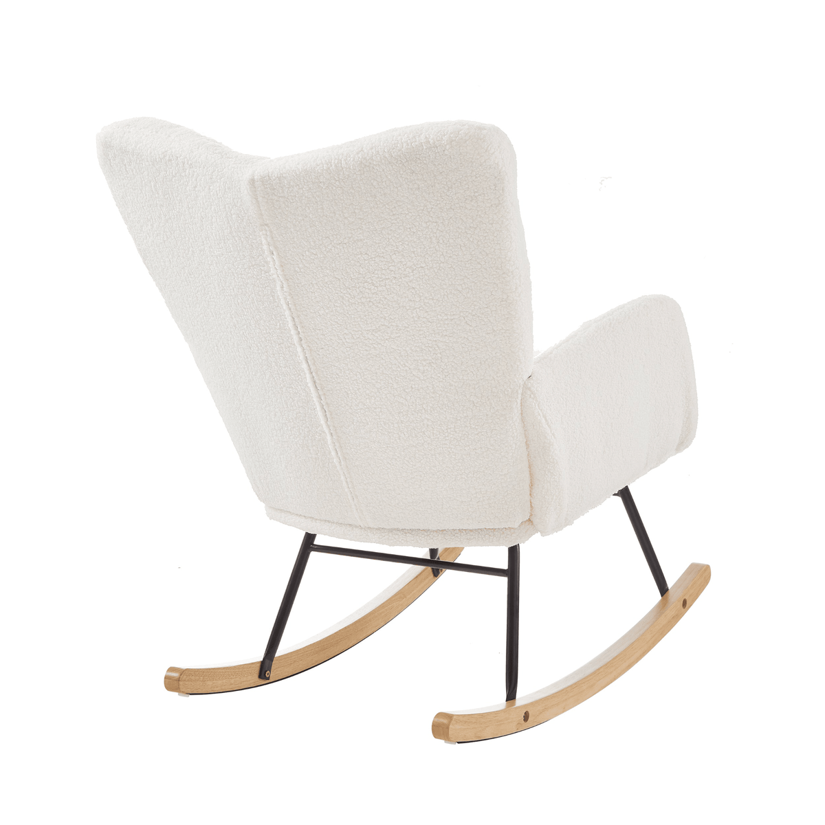 Glider Chair for Living Room Tufted Upholstered Teddy Fabric Rocking Chair with Metal Frame - Mervyns