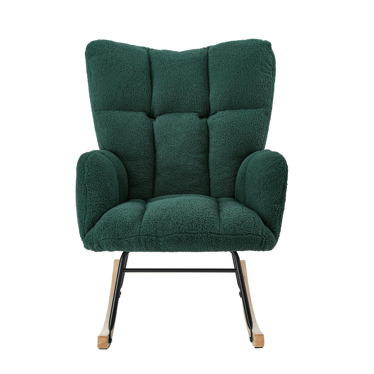 Glider Chair for Living Room Tufted Upholstered Teddy Fabric Rocking Chair with Metal Frame - Mervyns