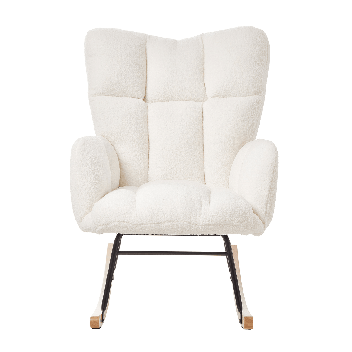 Glider Chair for Living Room Tufted Upholstered Teddy Fabric Rocking Chair with Metal Frame - Mervyns