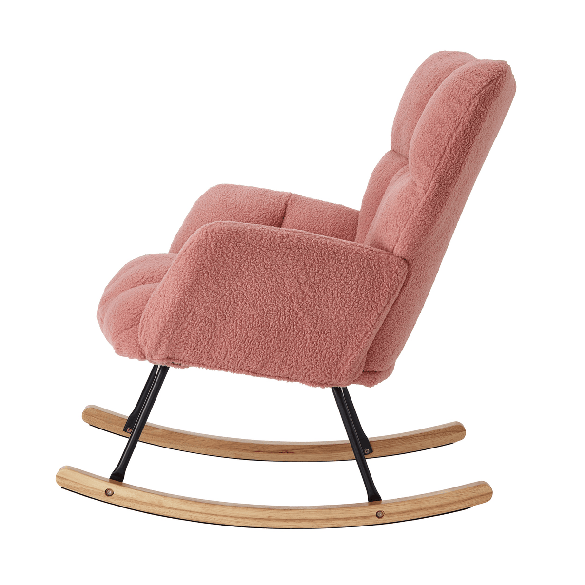 Glider Chair for Living Room Tufted Upholstered Teddy Fabric Rocking Chair with Metal Frame - Mervyns