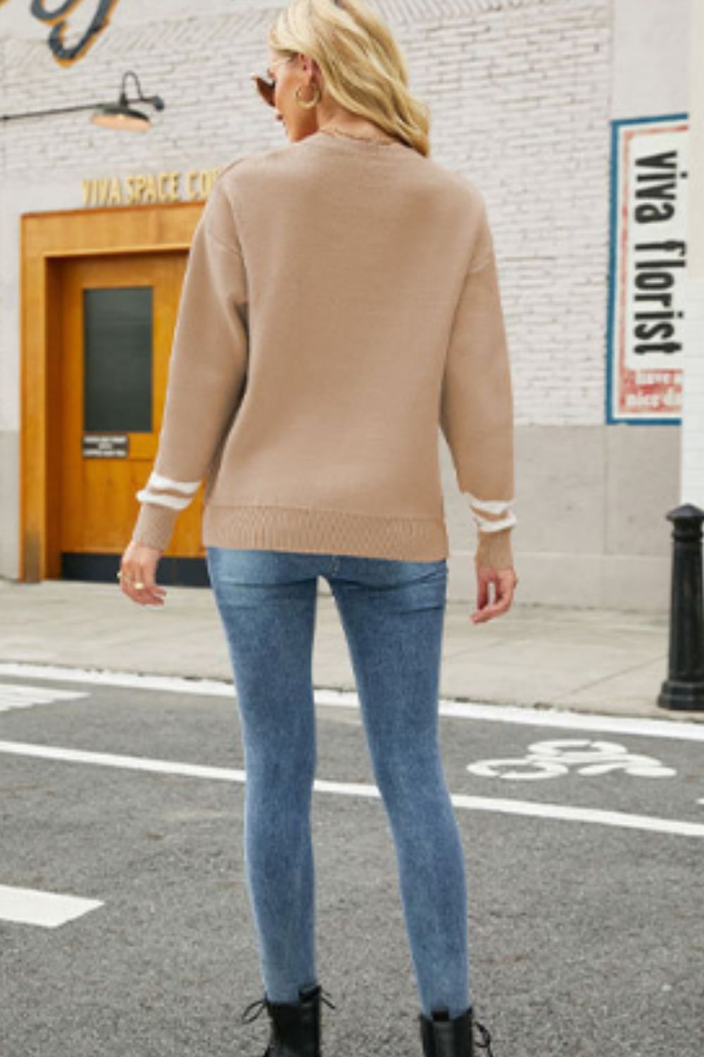 Graphic Round Neck Dropped Shoulder Sweater - Mervyns