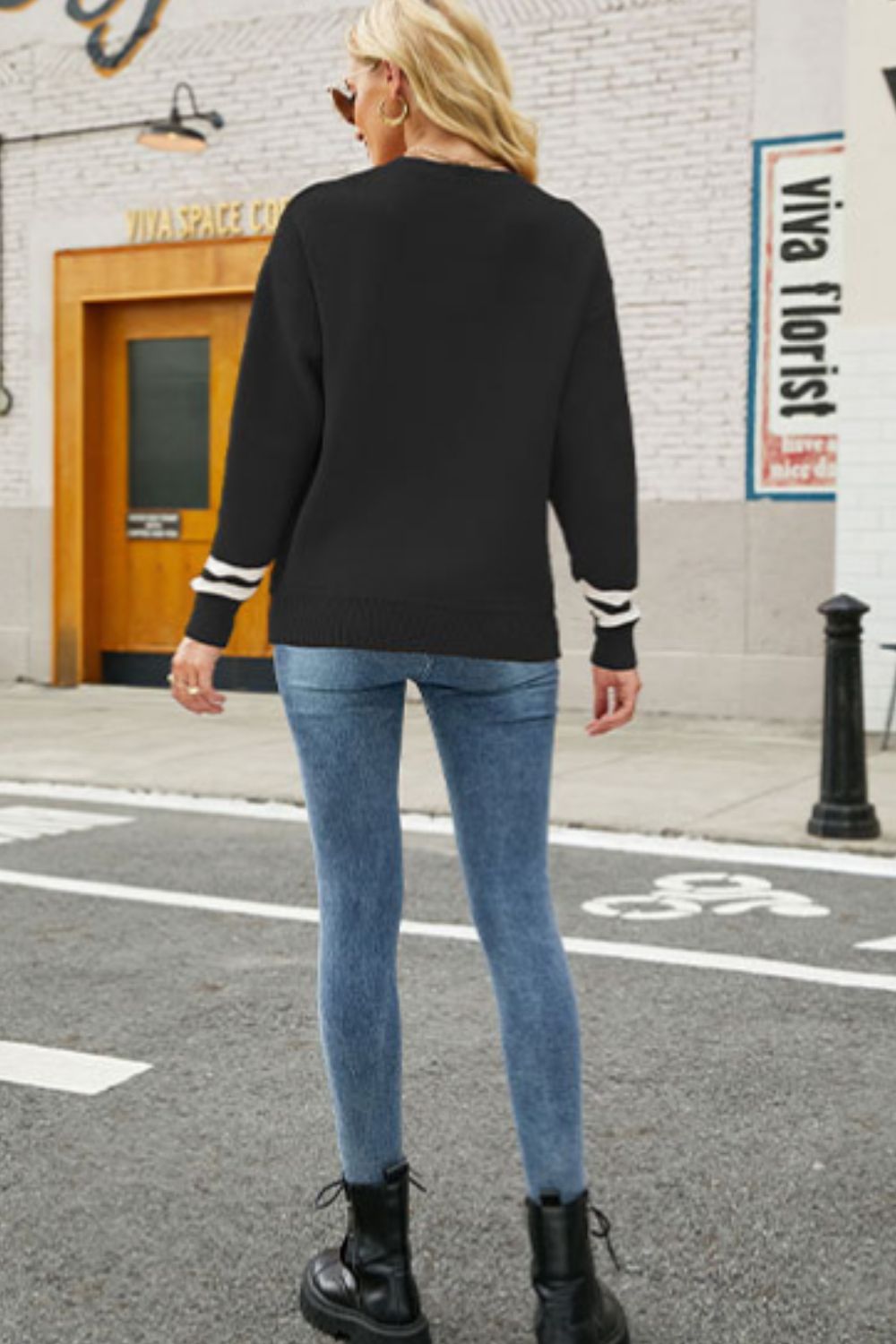 Graphic Round Neck Dropped Shoulder Sweater - Mervyns