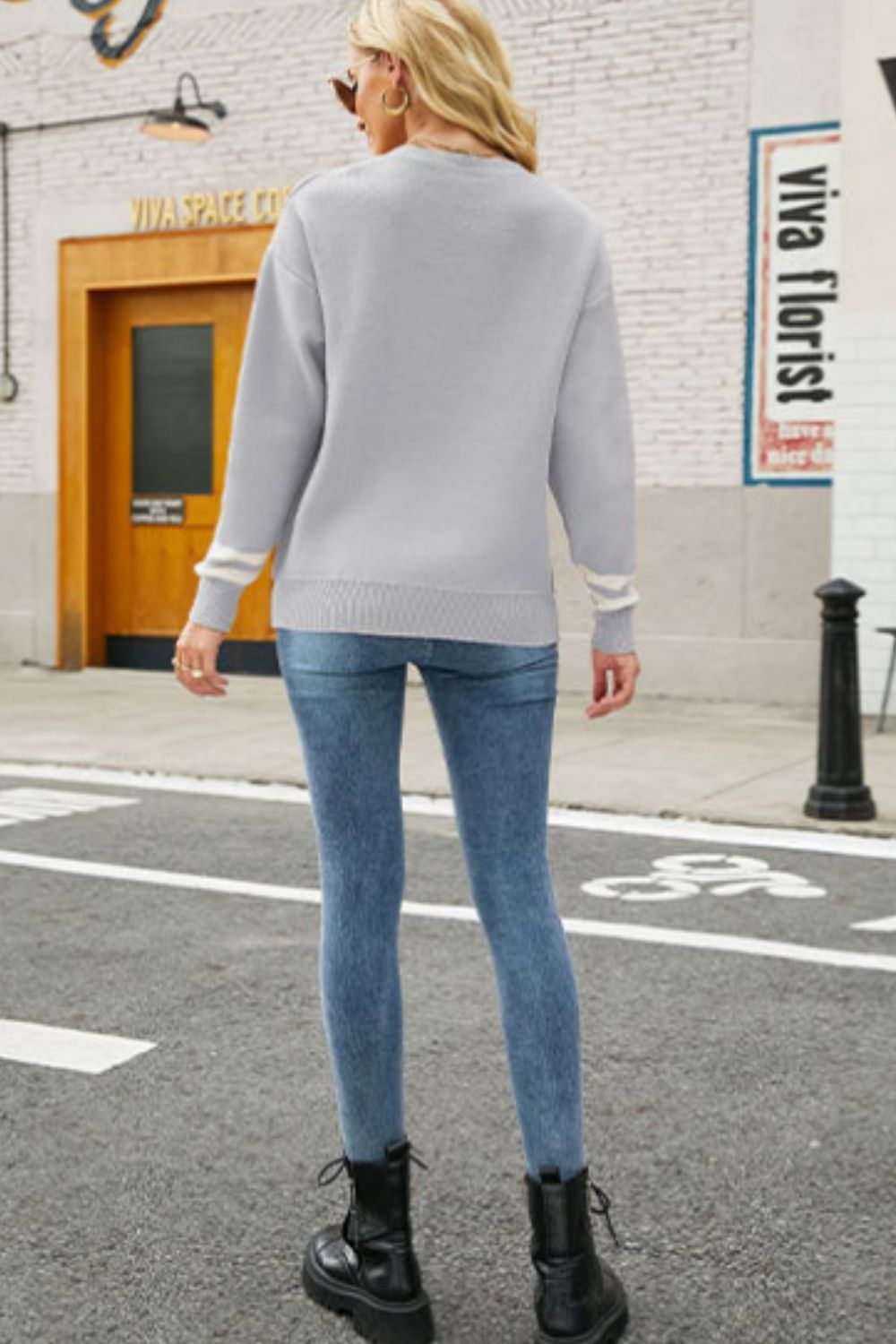 Graphic Round Neck Dropped Shoulder Sweater - Mervyns