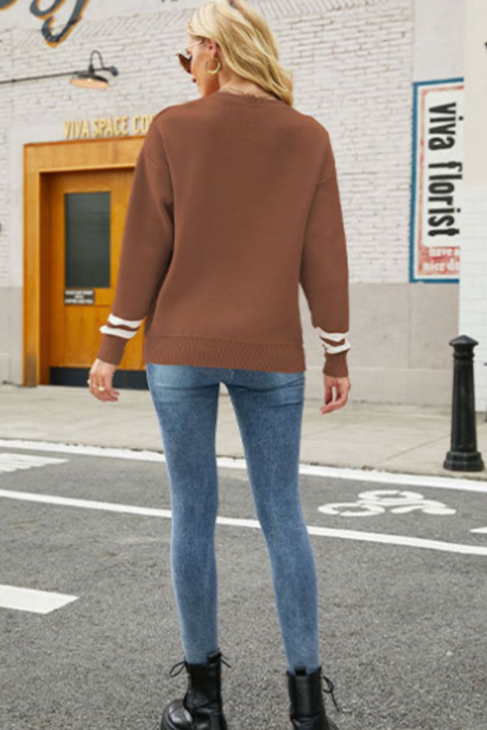 Graphic Round Neck Dropped Shoulder Sweater - Mervyns