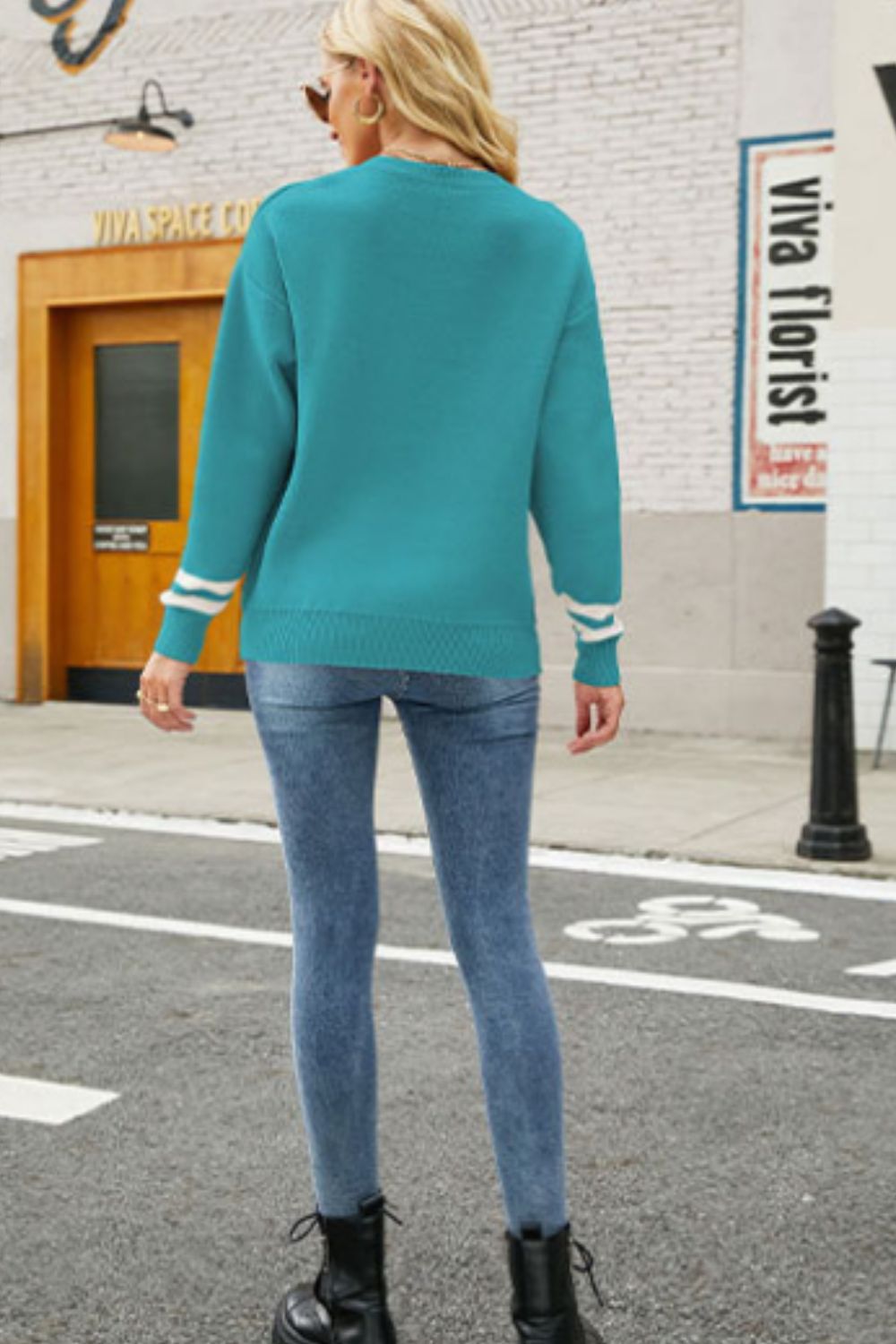 Graphic Round Neck Dropped Shoulder Sweater - Mervyns