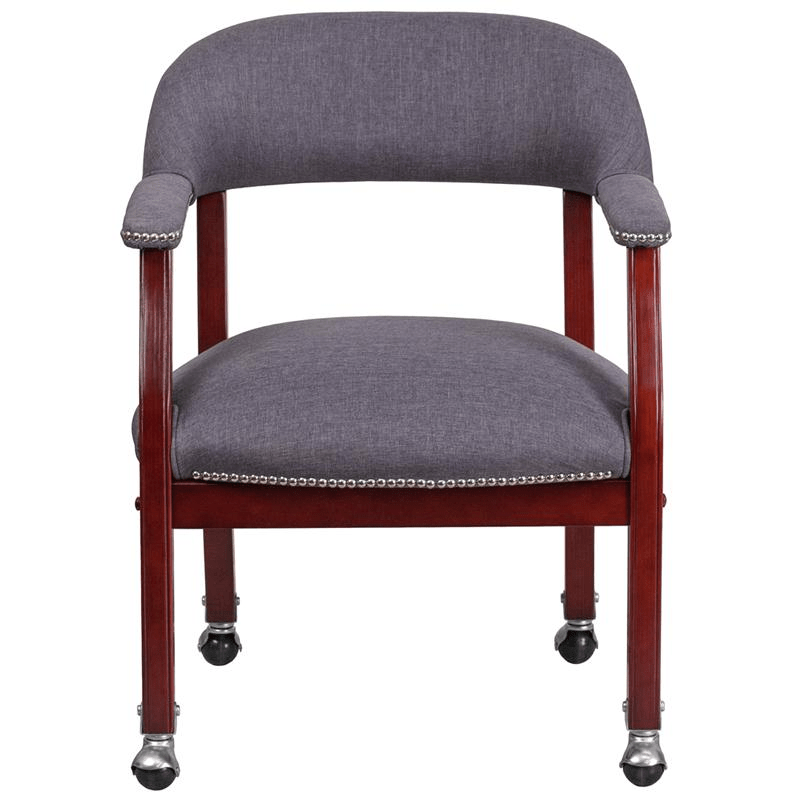 Gray Fabric Luxurious Conference Chair with Accent Nail Trim and Casters - Mervyns