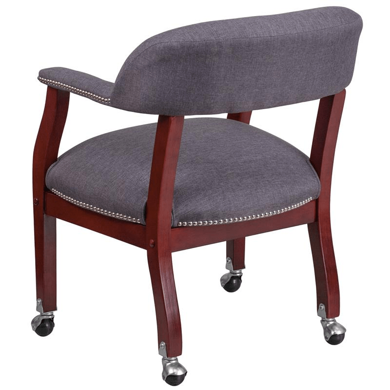 Gray Fabric Luxurious Conference Chair with Accent Nail Trim and Casters - Mervyns