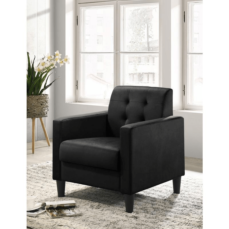 Hale Black Velvet Armchairs and End Table Living Room Set - Mervyns