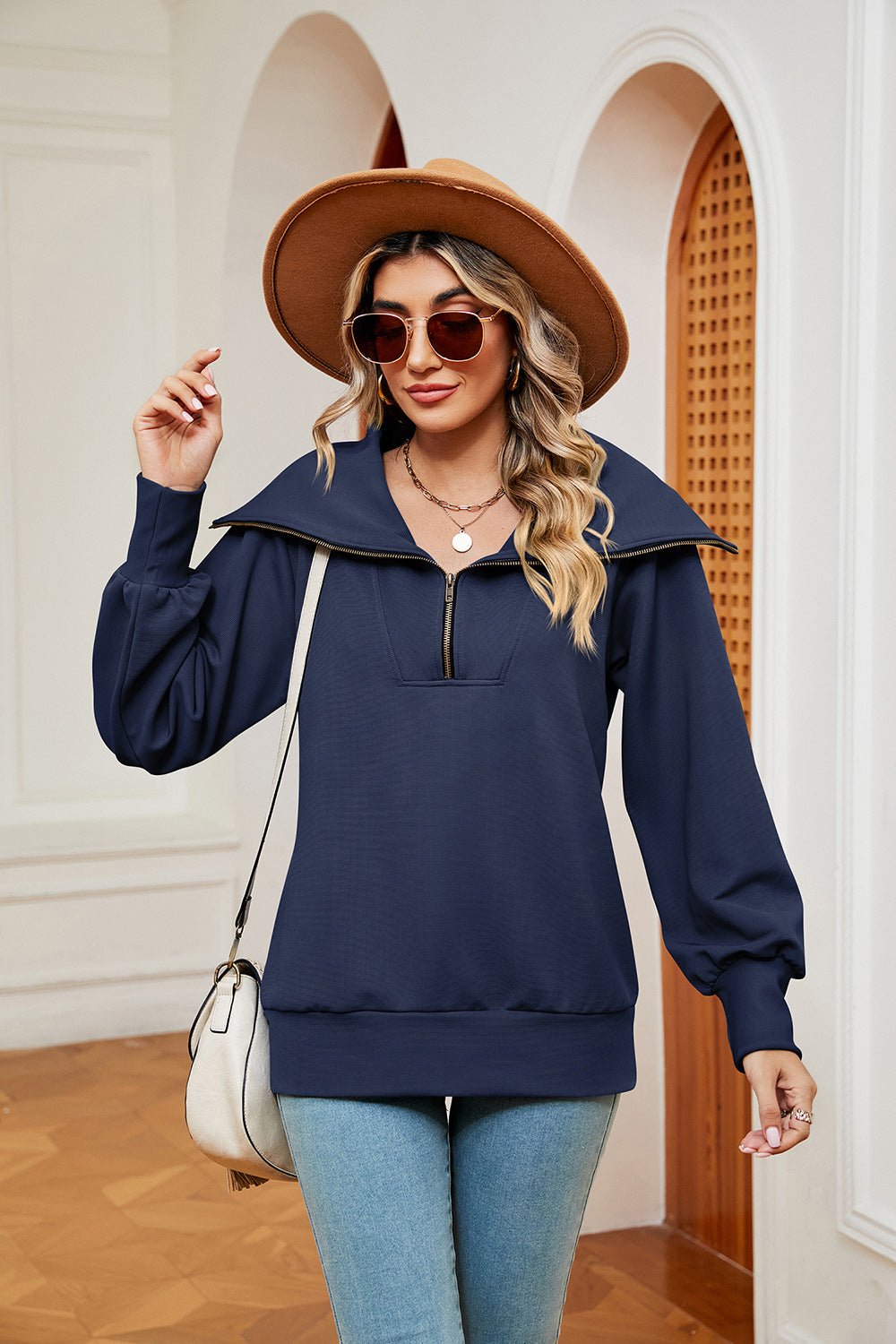 Half - Zip Collared Sweatshirt - Mervyns