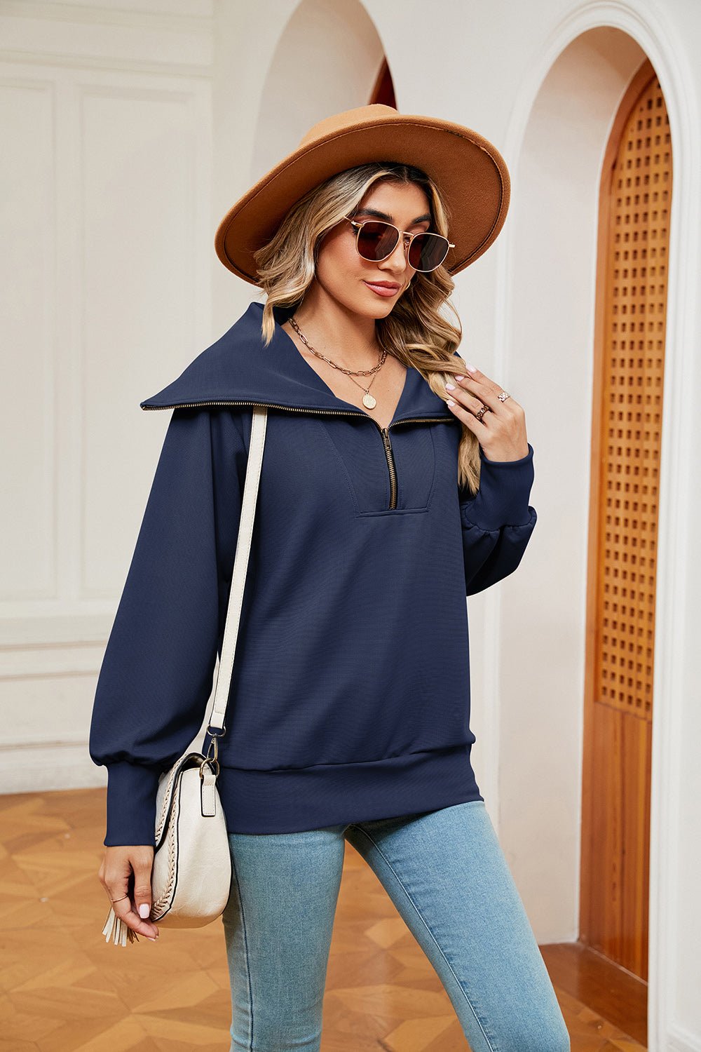 Half - Zip Collared Sweatshirt - Mervyns