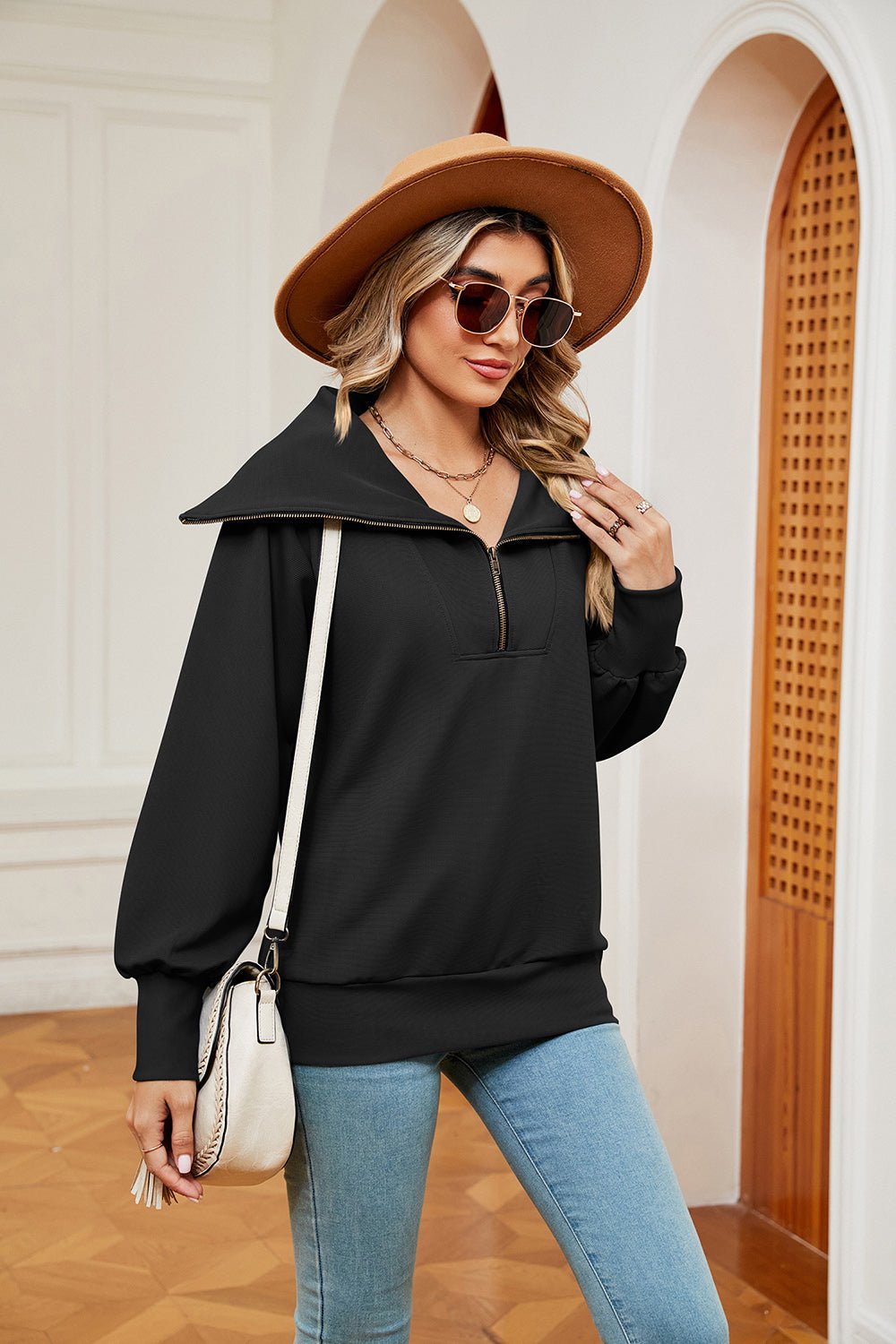 Half - Zip Collared Sweatshirt - Mervyns