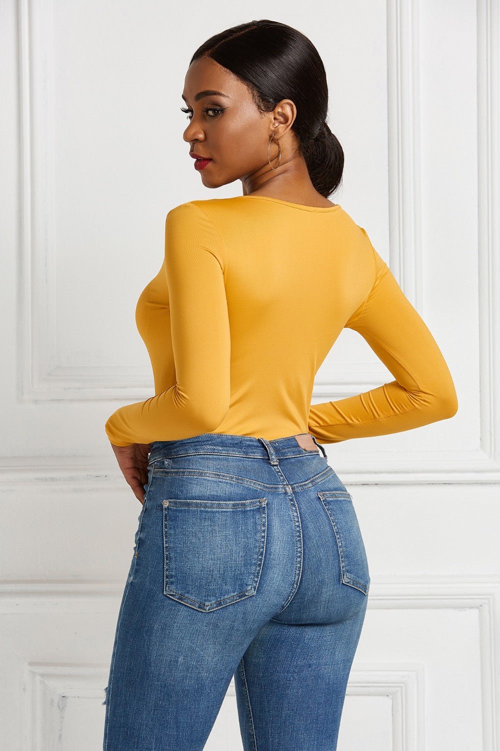 Half Zip Scoop Neck Long Sleeve Bodysuit - Mervyns