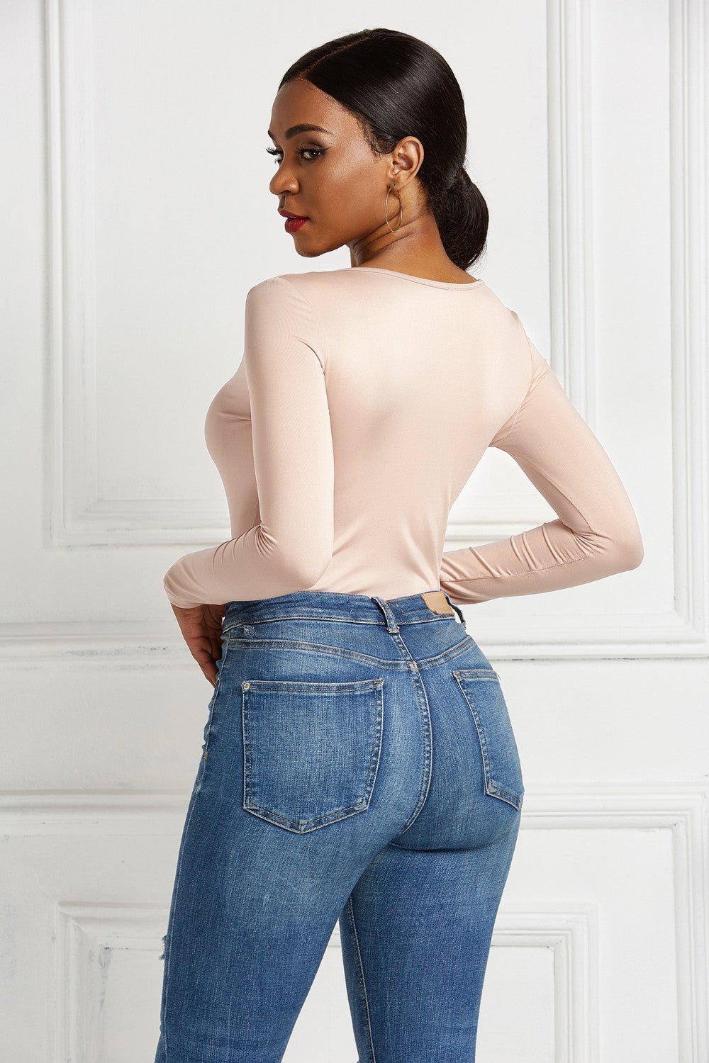 Half Zip Scoop Neck Long Sleeve Bodysuit - Mervyns