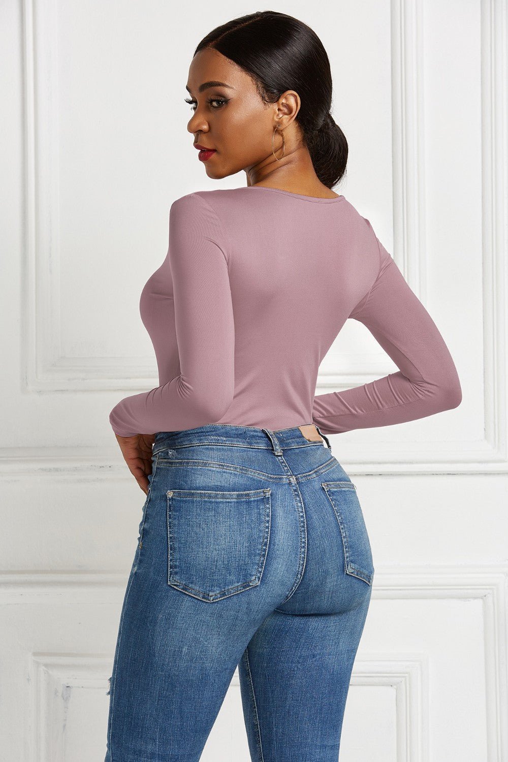 Half Zip Scoop Neck Long Sleeve Bodysuit - Mervyns