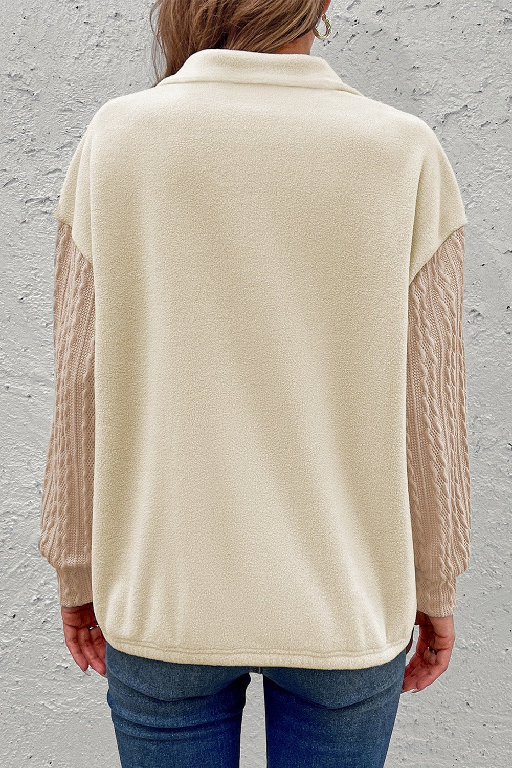 Half Zip Textured Patchwork Drop Shoulder Sweatshirt - Mervyns