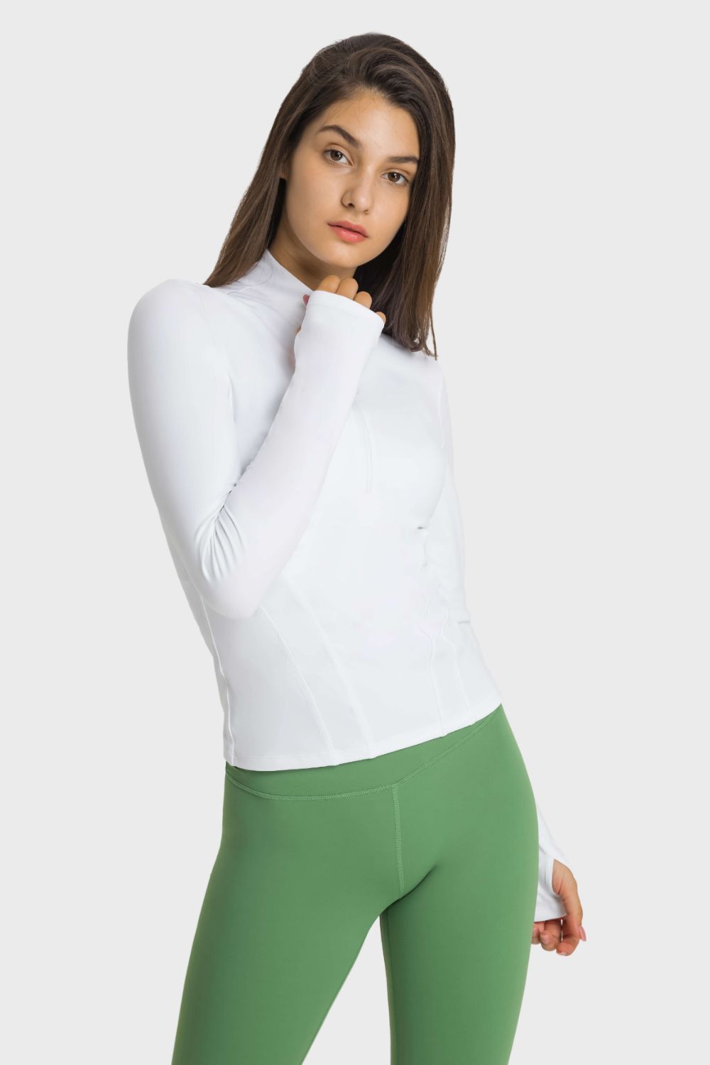 Half Zip Thumbhole Sleeve Sports Top - Mervyns