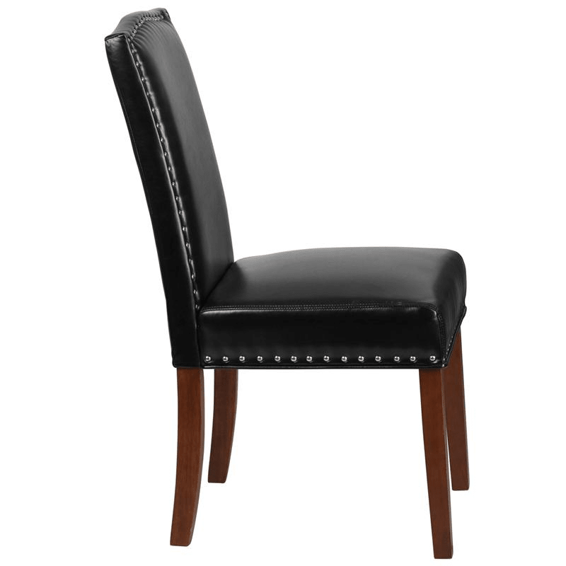 Hampton Hill Black LeatherSoft Parsons Chair with Silver Accent Nail Trim - Mervyns