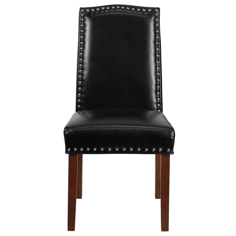 Hampton Hill Black LeatherSoft Parsons Chair with Silver Accent Nail Trim - Mervyns