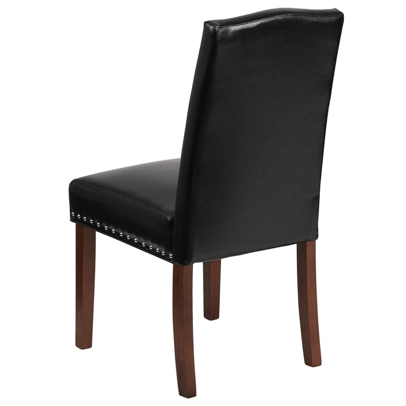 Hampton Hill Black LeatherSoft Parsons Chair with Silver Accent Nail Trim - Mervyns