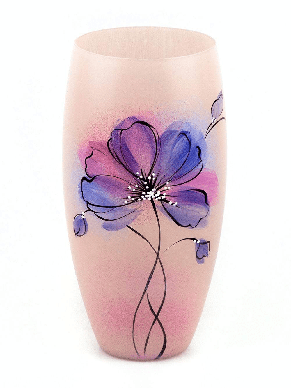 Handpainted Glass Vase for Flowers | Painted Art Glass Oval Vase | Interior Design Gentle Room Decor | Table vase 12 inch - Mervyns