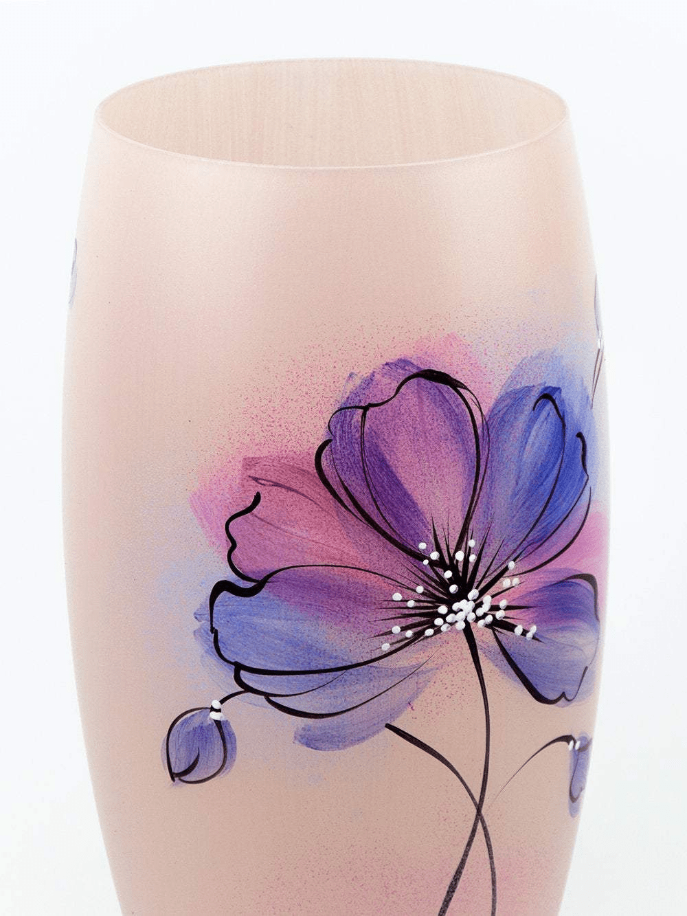 Handpainted Glass Vase for Flowers | Painted Art Glass Oval Vase | Interior Design Gentle Room Decor | Table vase 12 inch - Mervyns