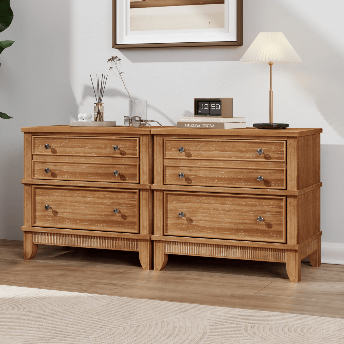 Hazel 3-Drawer Side Table for Living Room, Hallway, Entryway, Natural Solid Wood - Mervyns