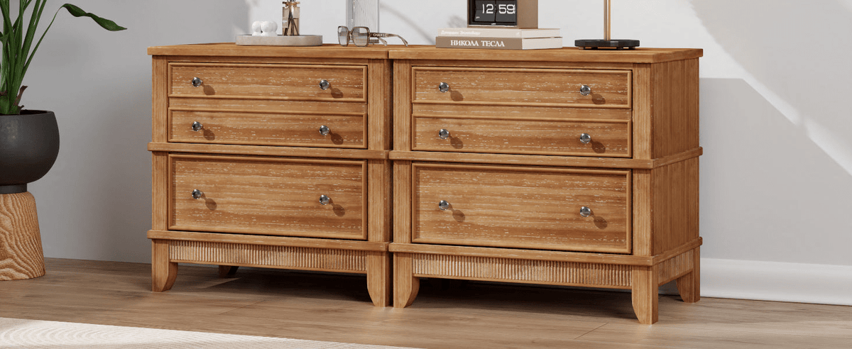 Hazel 3-Drawer Side Table for Living Room, Hallway, Entryway, Natural Solid Wood - Mervyns