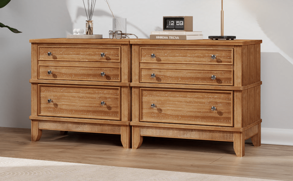 Hazel 3-Drawer Side Table for Living Room, Hallway, Entryway, Natural Solid Wood - Mervyns