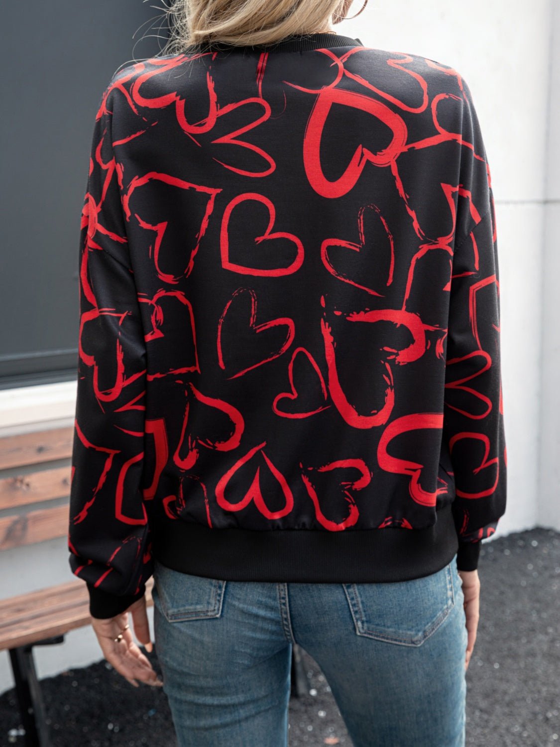 Heart Dropped Shoulder Long Sleeve Sweatshirt - Mervyns