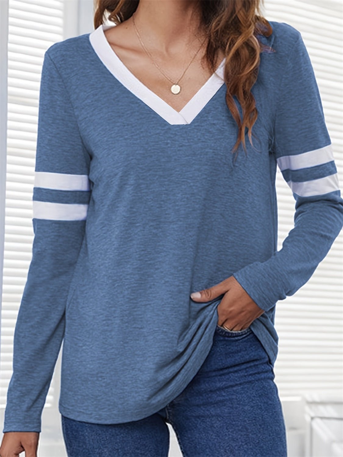 Heathered V - Neck Long Sleeve T-Shirt - Mervyns