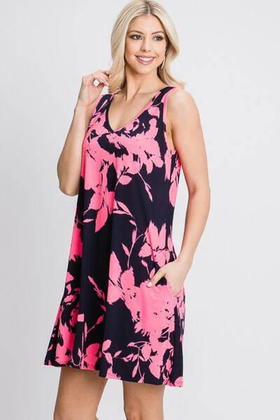 Heimish Full Size Floral V - Neck Tank Dress with Pockets - Mervyns