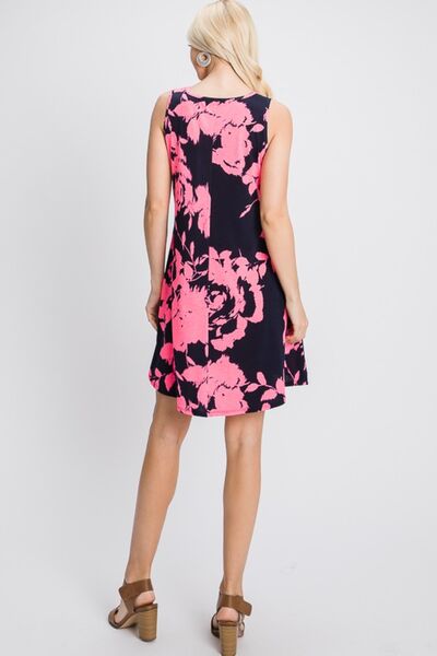 Heimish Full Size Floral V - Neck Tank Dress with Pockets - Mervyns