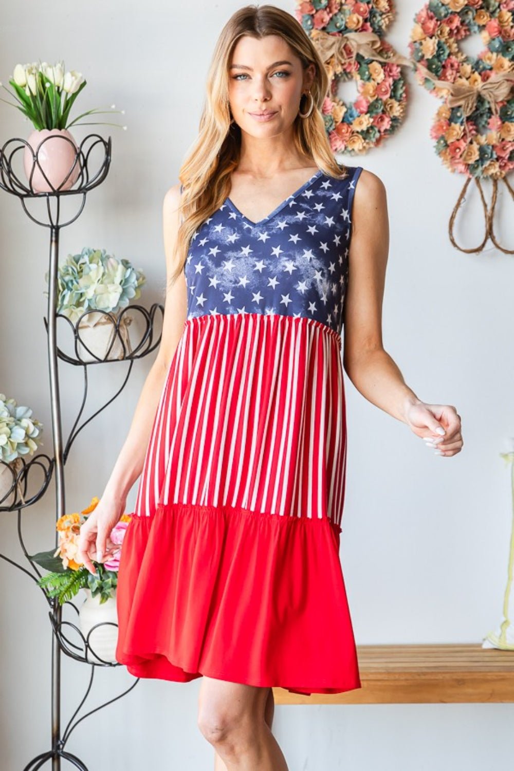 Heimish Full Size US Flag Theme Contrast Tank Dress - Mervyns